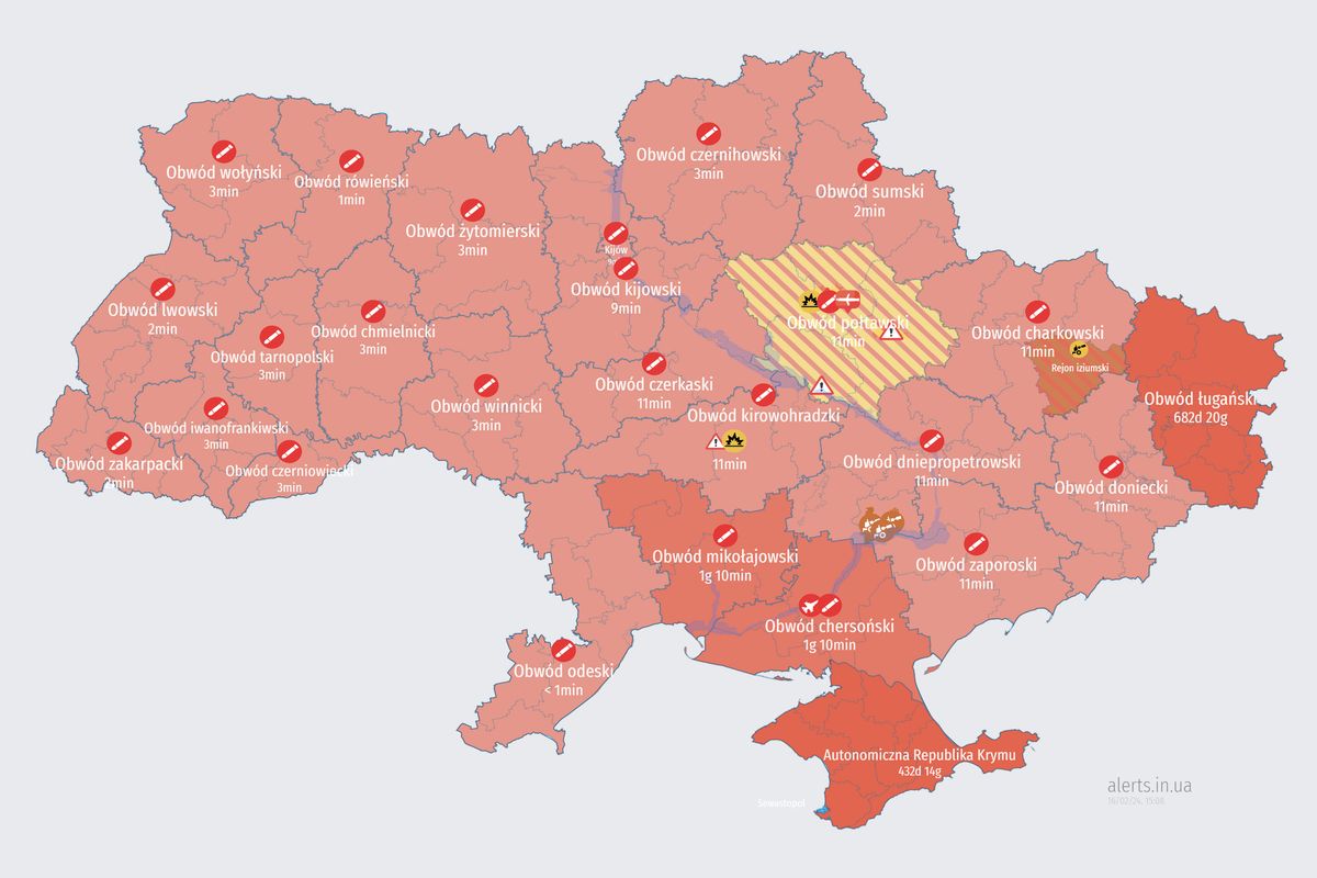 Trwa atak rakietowy na Ukrainę. Alarm w całym kraju 