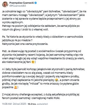 oświadczenie Przemysława Czarneckiego