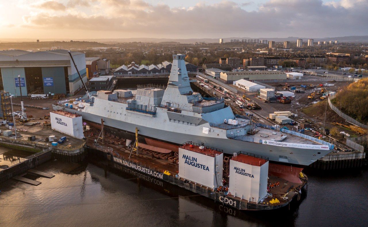 HMS Glasgow – pierwsza fregata typu 26 – przed wodowaniem.