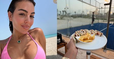 Dbająca o linię Georgina Rodriguez pofolgowała sobie na wakacjach. Zajadała się frytkami i pobrudziła diamenty ketchupem (FOTO)