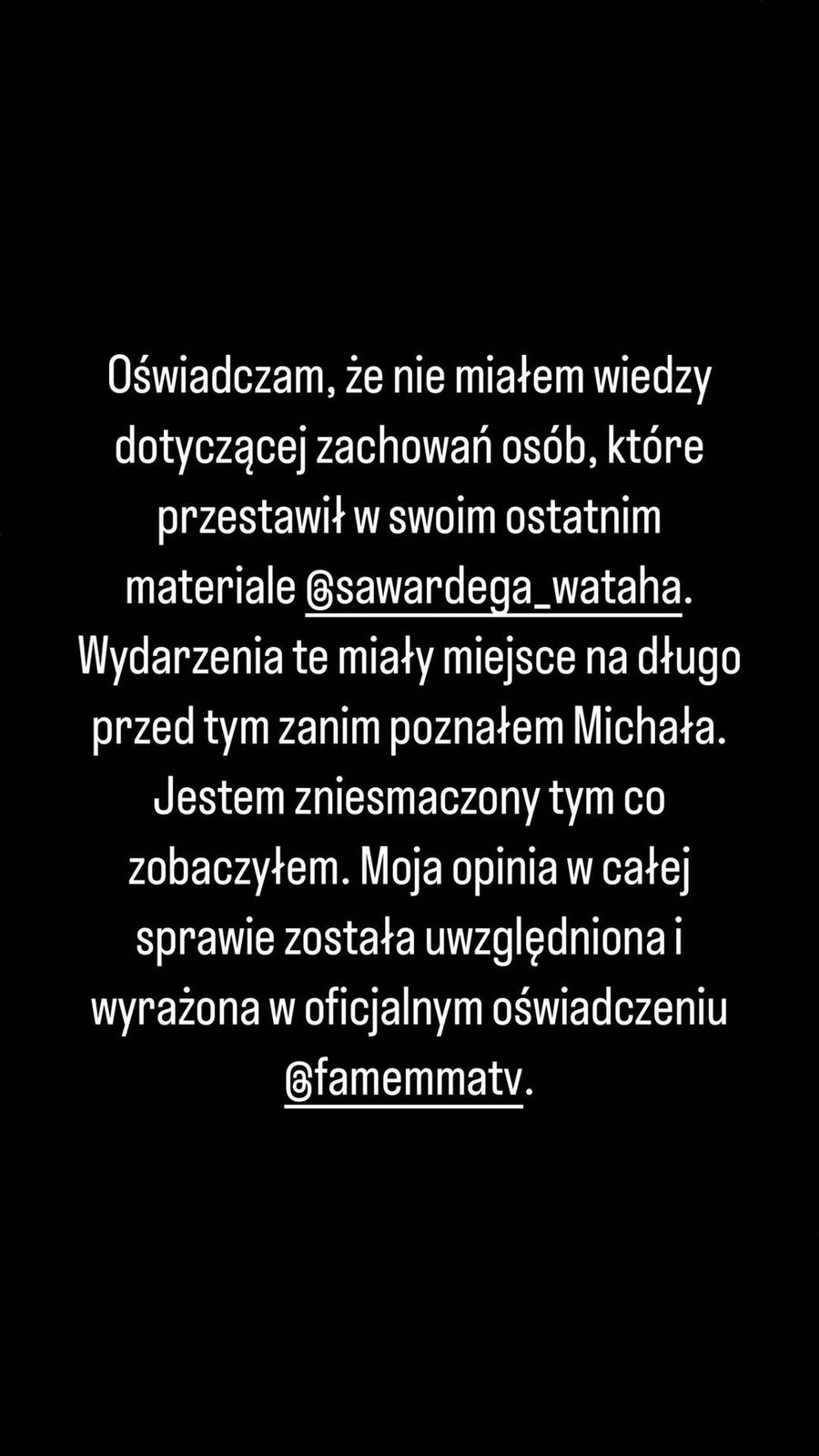 Oświadczenie Wojtka Goli