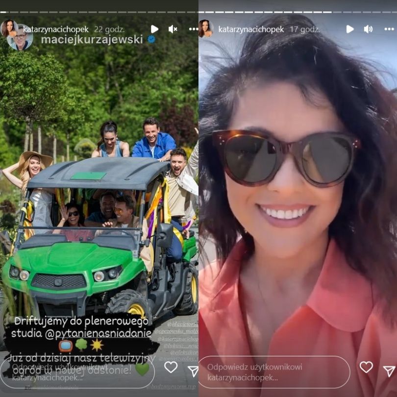 Katarzyna Cichopek kręci spot "Pytania na śniadanie" w centrum ogrodniczym