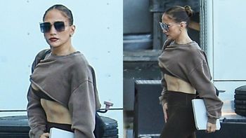Jennifer Lopez wciąga brzuch na widok paparazzi. Z takim sześciopakiem nie musiała... (ZDJĘCIA)