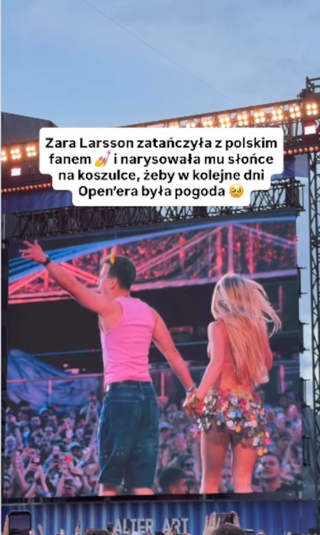 Zara Larsson zaprosiła go na scenę. To radny z Konina
