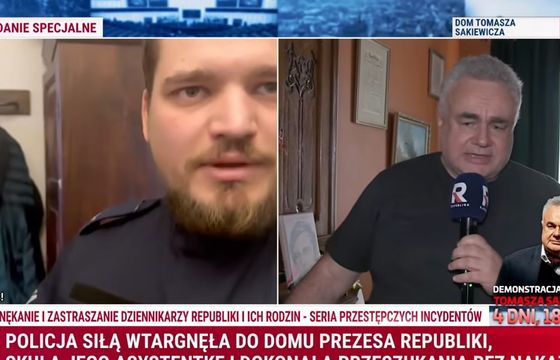 Policja opublikuje nagranie z mieszkania Sakiewicza? "Byłem w t-shircie i bokserkach"