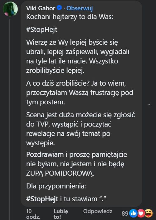 Gabor postanowiła odpowiedzieć hejterom