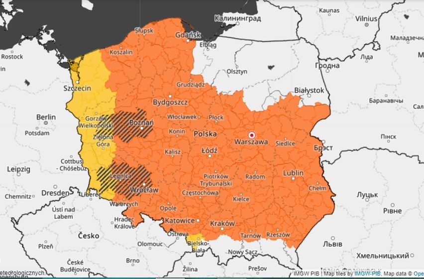 Prognoza pogody na poniedziałek