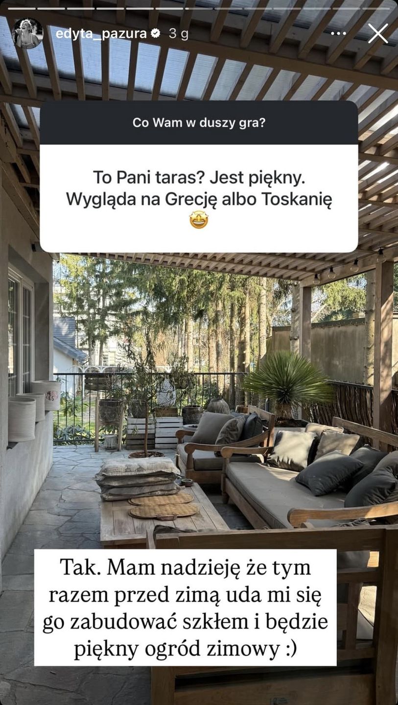 Edyta Pazura pokazała taras warszawskiej willi 