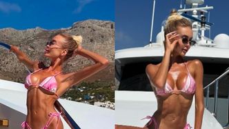 U Julii Dybowskiej bez zmian: zasiadła na pokładzie jachtu i prezentuje szczupłą sylwetkę w bikini