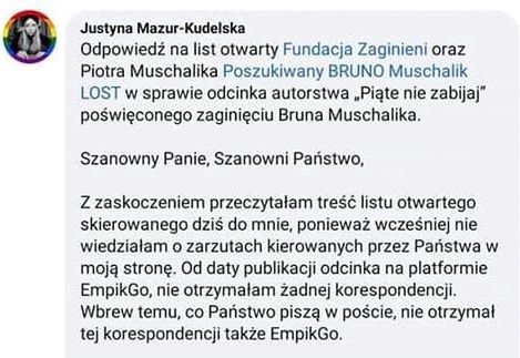 Justyna Mazur-Kudelska odpowiada na zarzuty