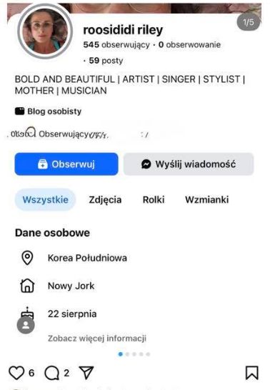 Screeny konta podszywającego się pod Natalię Niemen