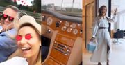 Rozbawiona Izabela Janachowska  w bentleyu chwali się powrotem do pracy  z mężem milionerem u boku (FOTO)