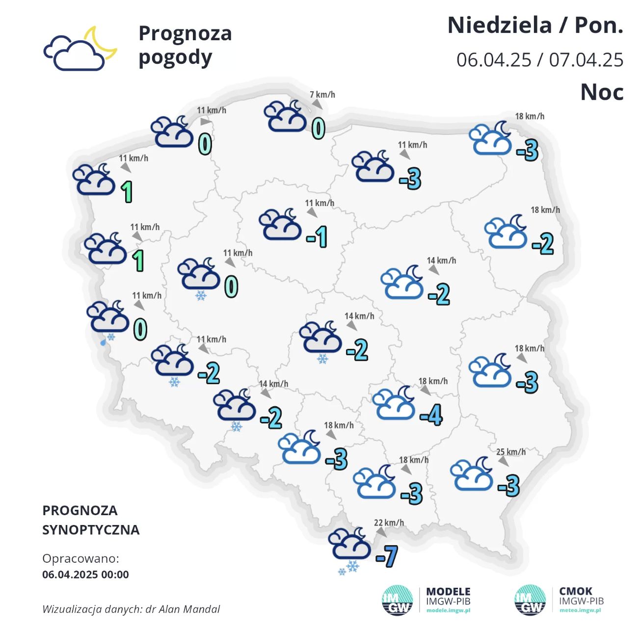 Prognoza pogody na noc z niedzieli na poniedziałek