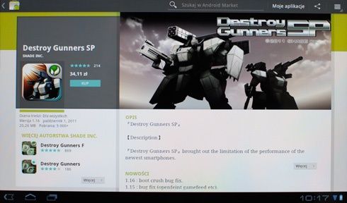 Sony Tablet S - destory gunners sp na android market