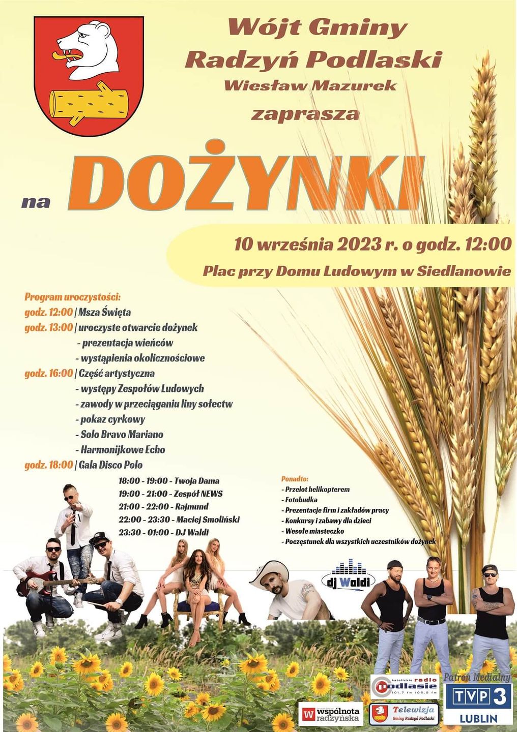Dożynki w Siedlanowie 2023 - plakat, program wydarzenia