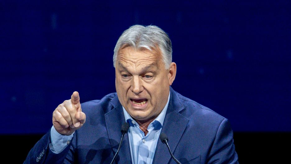 MADRID, SPAIN - FEBRUARY 08: Hungary's Prime Minister Viktor Orban speaks during the Patriots summit at the Marriott Auditorium Hotel, February 8, 2025, in Madrid, Spain. Vox has organized in Madrid a summit of 'Patriots', a formation that integrates the political parties of the homonymous group of the European Parliament. The meeting will be held on February 7 and 8 and will be attended by some of the leaders of the European far right. (Photo By Ricardo Rubio/Europa Press via Getty Images)