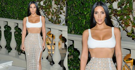 Skupiona Kim Kardashian wciąga brzuch na otwarciu sklepu (ZDJĘCIA)