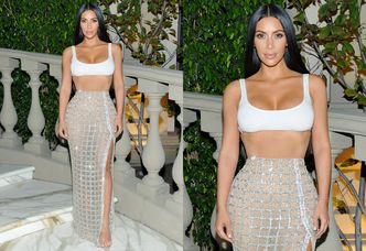 Skupiona Kim Kardashian wciąga brzuch na otwarciu sklepu (ZDJĘCIA)