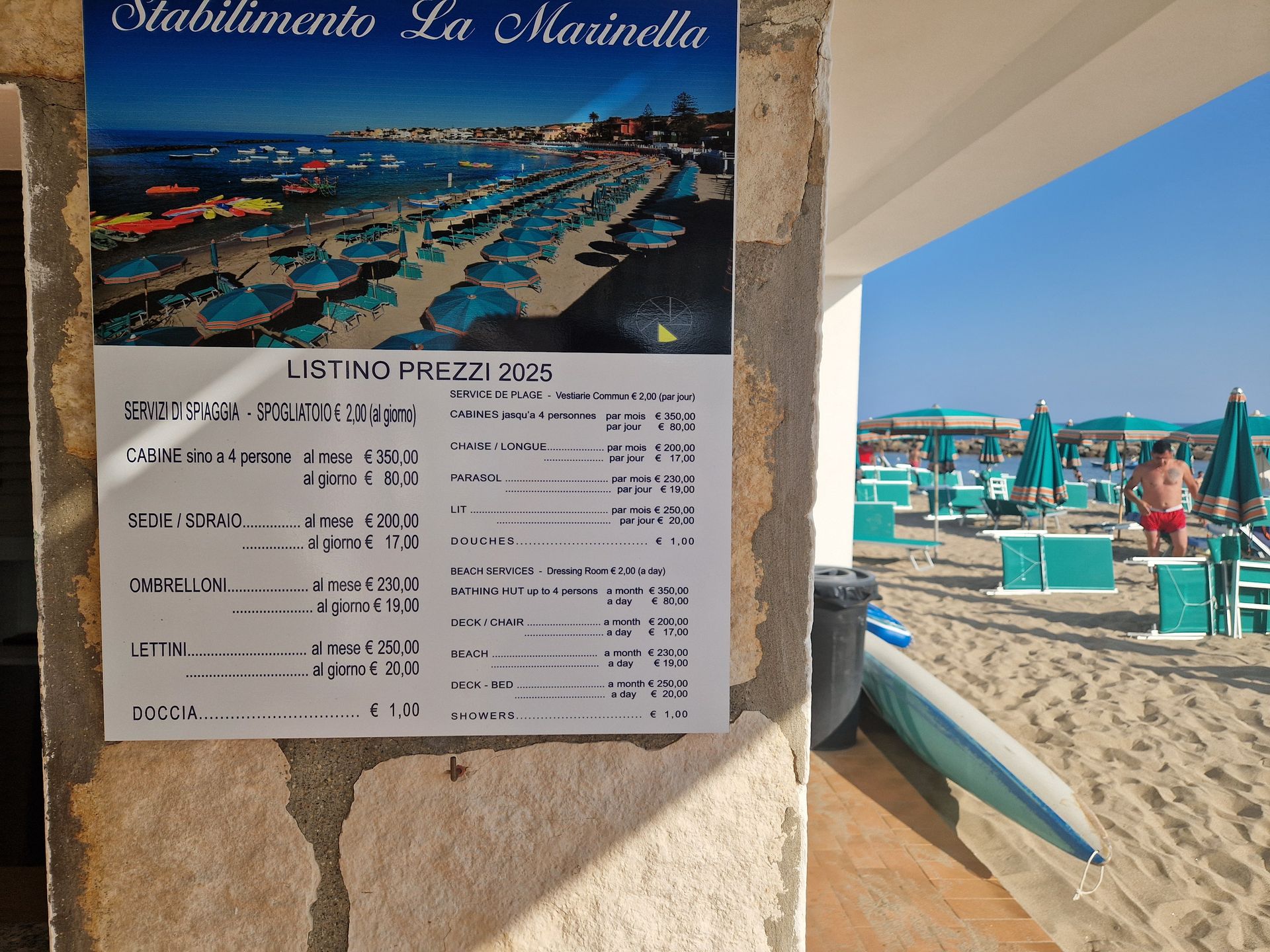 Ceny na plaży Santa Marinelli 