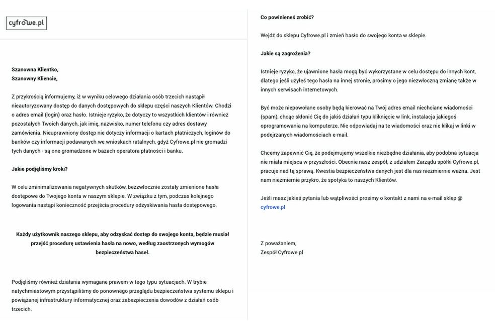 Cyberatak na Cyfrowe.pl. Dane wszystkich klientów wykradzione! 2
