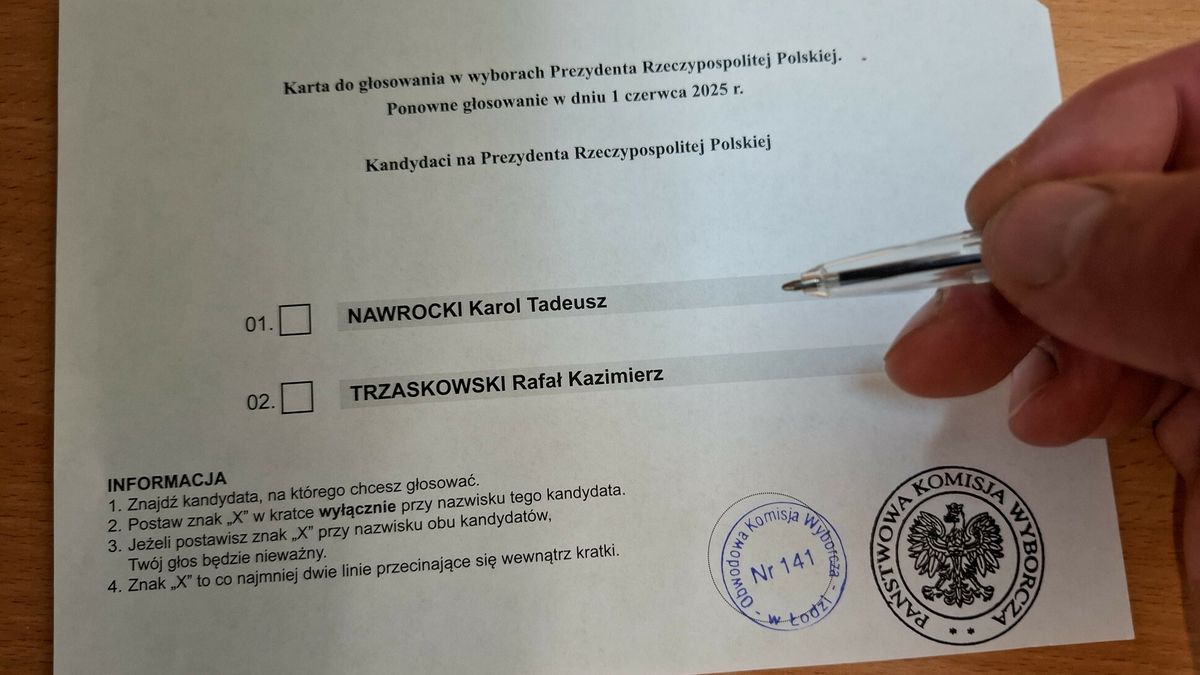 Karta głosowania w II wyborów prezydenckich 