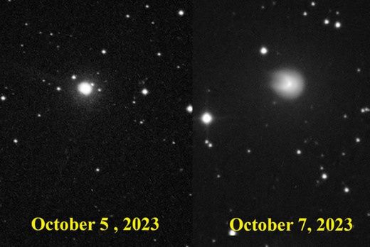 Kometa 12P z pozycji obserwatorium na pustyni Utah