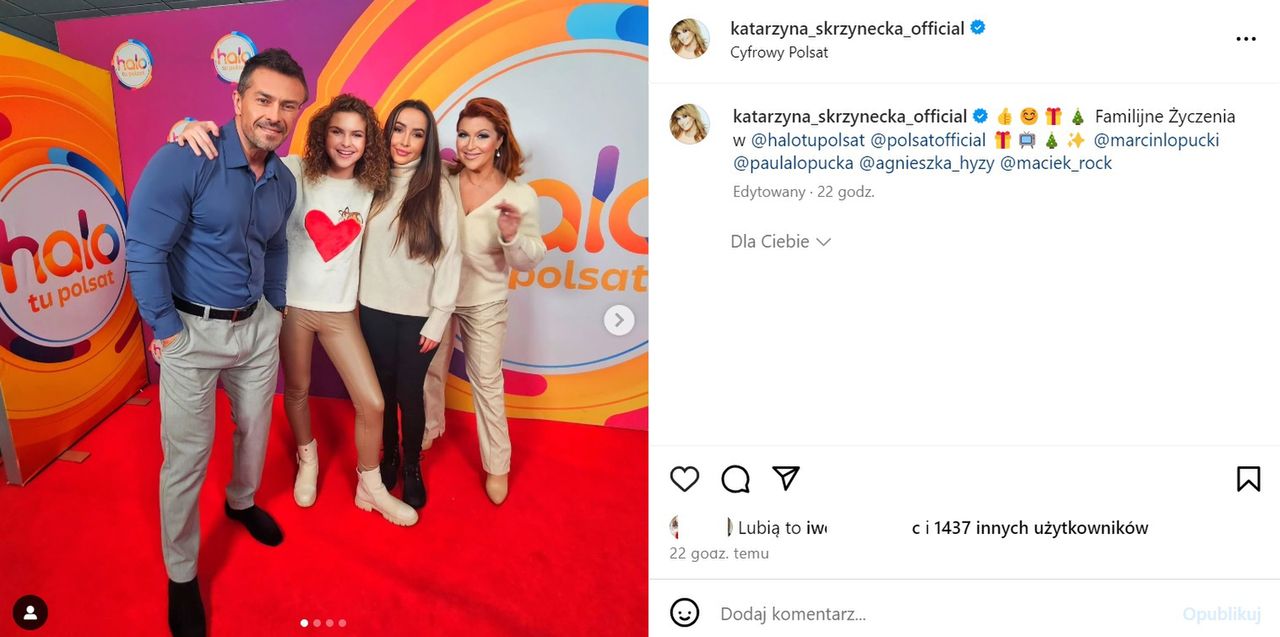 Wpis Katarzyny Skrzyneckiej na Instagramie