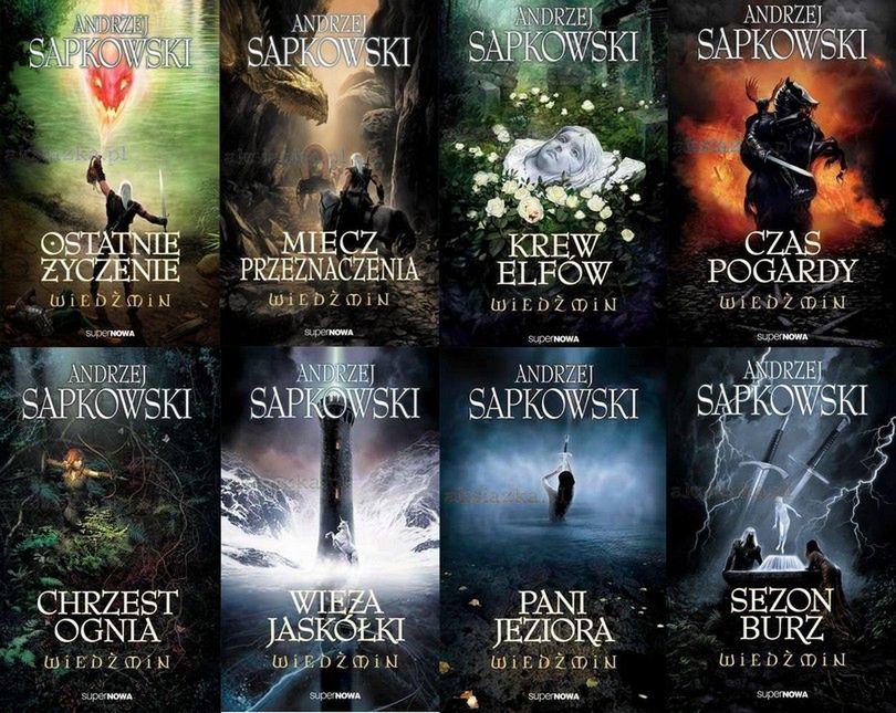 Wszystkie - na razie - książki Andrzeja Sapkowskiego o przygodach Wiedźmina
