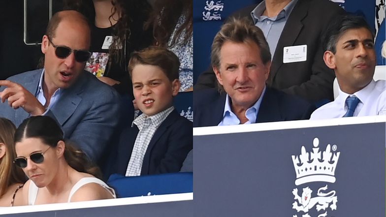 Książę William i książę George podziwiają mecz krykieta