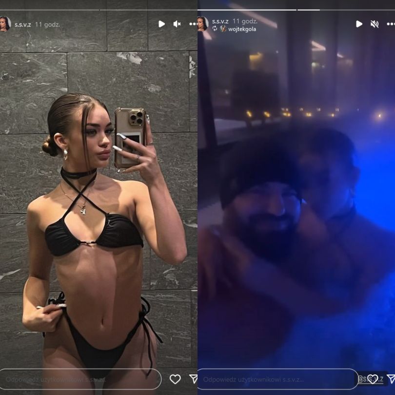 Wojciech Gola pozuje z ukochaną w jacuzzi