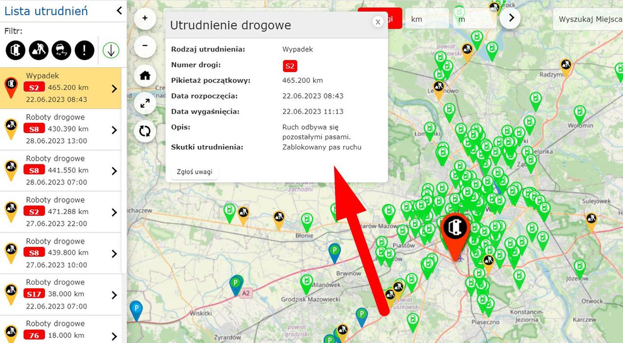 Wybierając dane zdarzenie, można dotrzeć do szczegółowych informacji