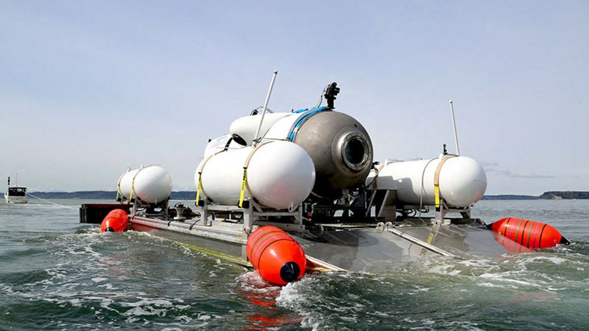 Zagin??a ?�d? podwodna Titan do przewo?enia turyst�w
Undated handout photo shows Titan, the submersible that vanished on expedition to the Titanic wreckage. A massive search and rescue operation is under way in the mid Atlantic after a tourist submarine went missing during a dive to Titanic's wreck on Sunday. Contact with the small sub was lost about an hour and 45 minutes into its dive, the US Coast Guard said. Tour firm OceanGate said all options were being explored to rescue the five people onboard. Tickets cost $ 250,000 for an eight-day trip including dives to the wreck at a depth of 3,800m (12,500ft). Photo via ABACAPRESS.COM
ABACA