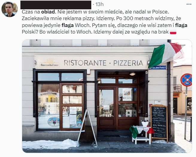 Karygodny brak polskiej flagi u Włocha