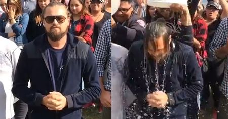 Zarośnięty DiCaprio oblewa się wodą!