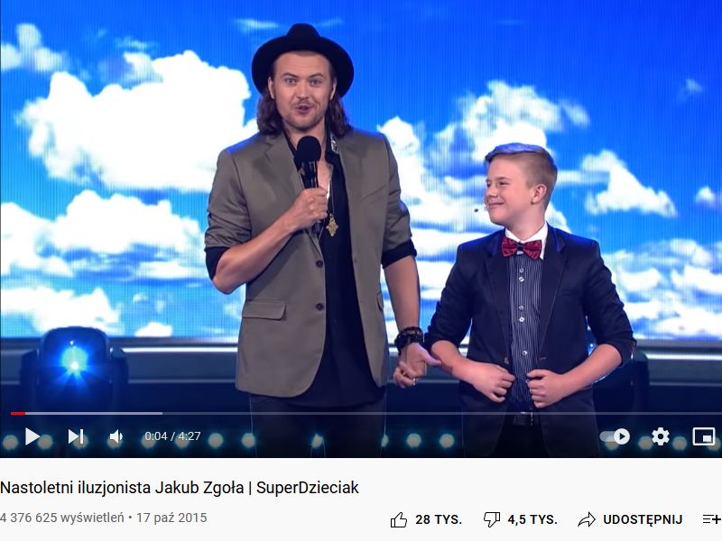 W 2015 roku Jakub Zgoła występował w telewizyjnym show (YouTube)