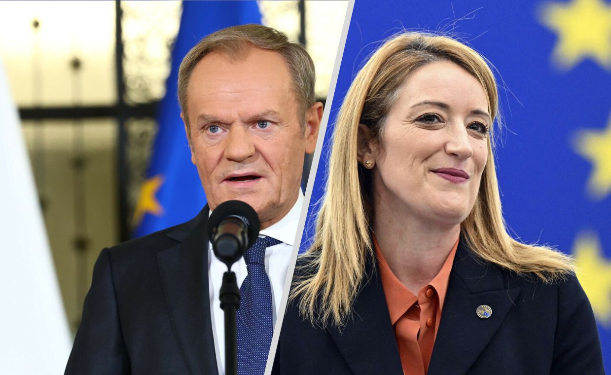 Donald Tusk i Roberta Metsola