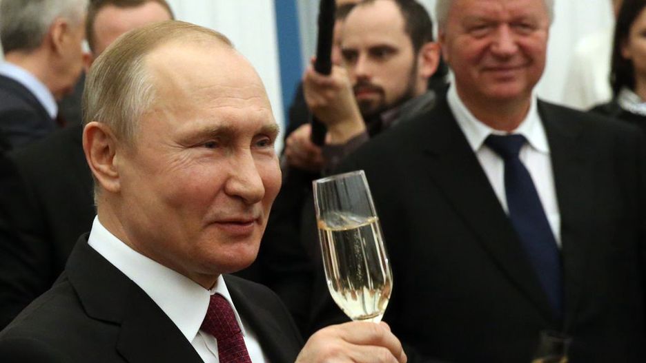 Russian President Vladimir Putin Attends Awarding Ceremony at the Kremlin
MOSCOW, RUSSIA - APRIL 25: (RUSSIA OUT) Russian President Vladimir Putin holds a glass of champagne during an awards ceremony at the Kremlin on April 25, 2018 in Moscow, Russia. Vladimir Putin awarded five recipients with the Order Hero of Labour marking upcoming International Labour Day. (Photo by Mikhail Svetlov/Getty Images)
Mikhail Svetlov
Human Interest, Politics, Government, Moscow