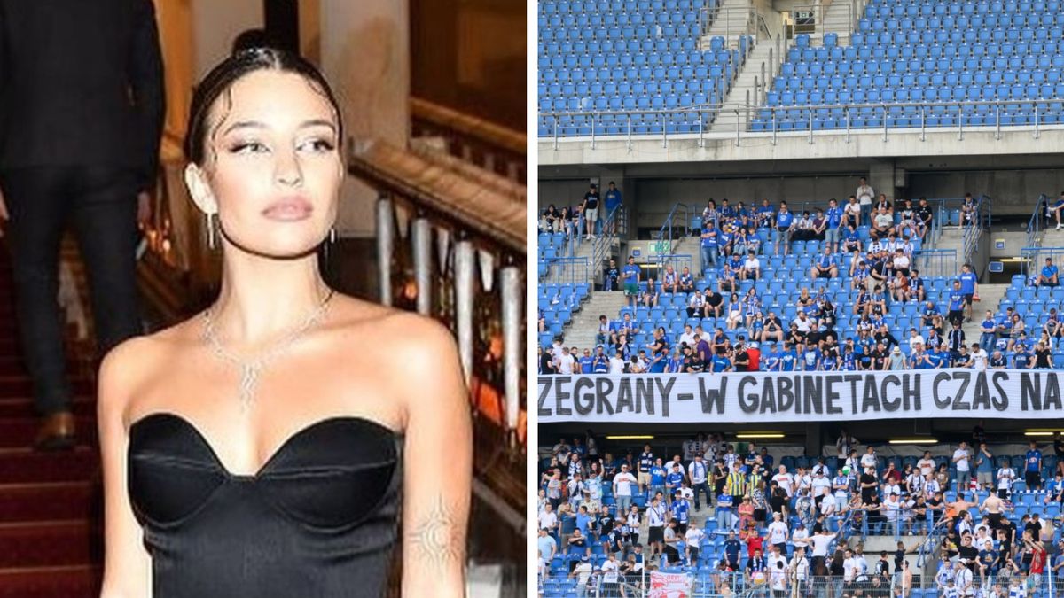 Na zdjęciu: Julia Wieniawa i kibice Lecha Poznań (fot. PAP/Jakub Kaczmarczyk)