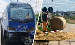 Wjechał traktorem na przejazd. W przyczepę uderzył pociąg. Jest nagranie