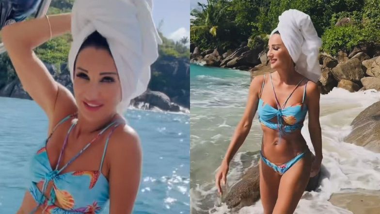 Justyna Steczkowska w fikuśnym bikini EKSPONUJE MIĘŚNIE BRZUCHA.
