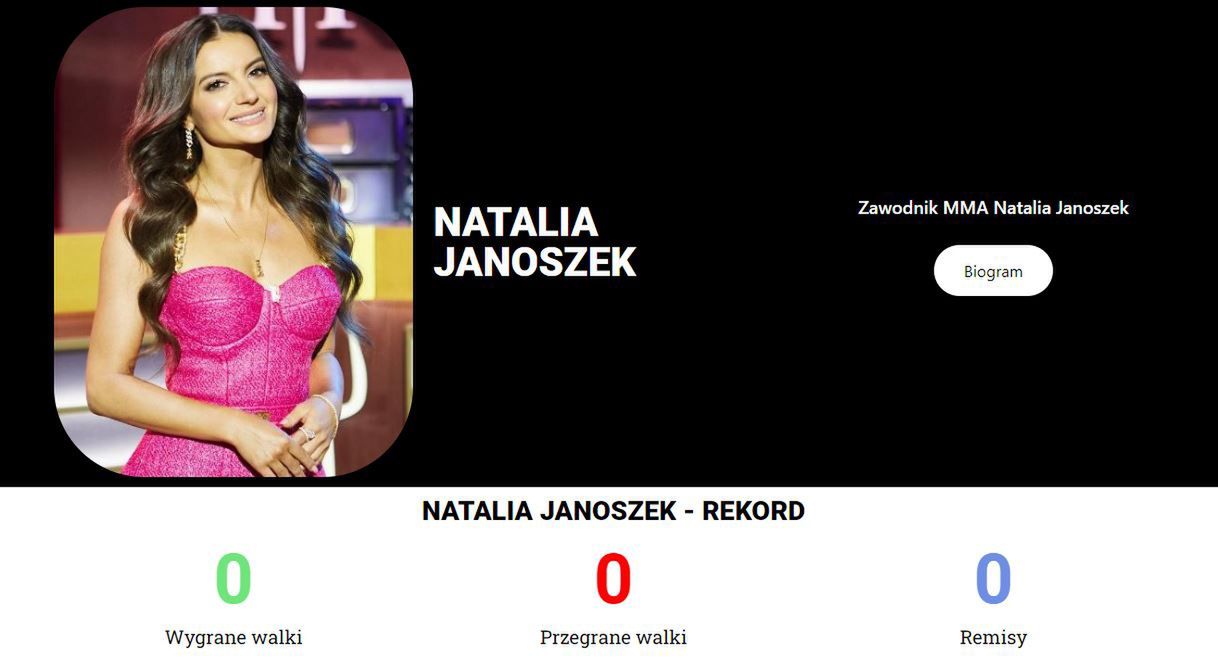 Biogram Natalii Janoszek pod freak fighty