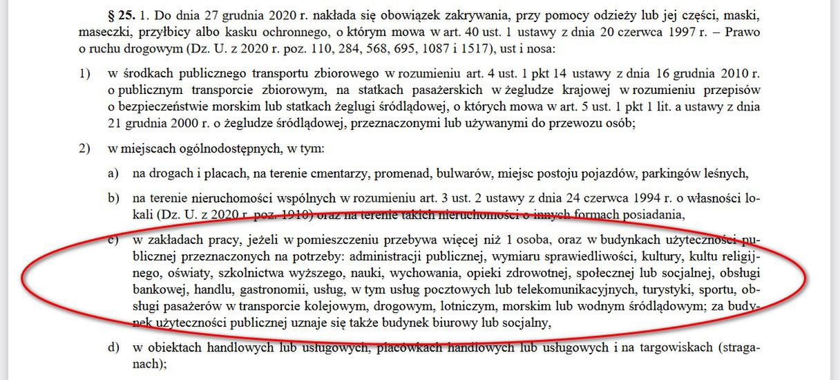 Rozporządzenia Rady Ministrów z 26 listopada 2020 r. w sprawie ustanowienia określonych ograniczeń, nakazów i zakazów w związku z wystąpieniem stanu epidemii (Dz.U. poz. 2091).