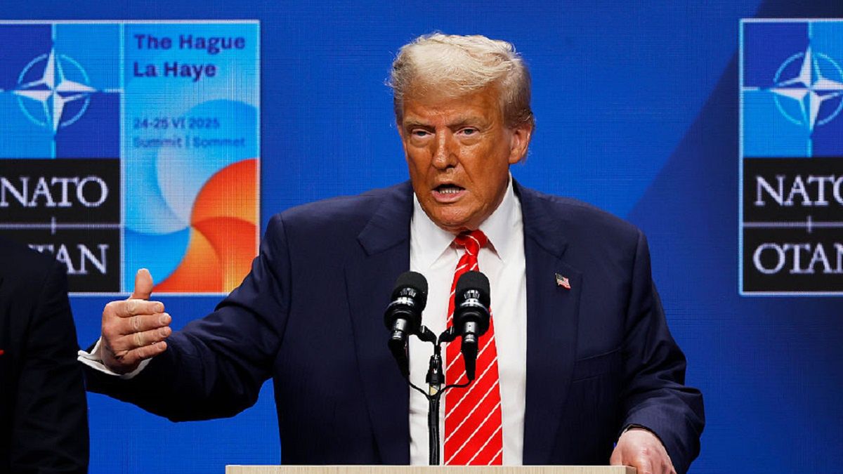 NATO Leaders Attend 2025 Summit In The Hague
THE HAGUE, NETHERLANDS - JUNE 25: US President Donald Trump speaks during a news conference following the 2025 NATO Summit on June 25, 2025 in The Hague, Netherlands. Among other matters, members are to approve a new defense investment plan that raises the target for defense spending to 5% of GDP. (Photo by Omar Havana/Getty Images)
Omar Havana
