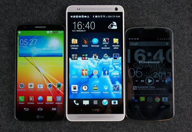Od lewej: LG G2, HTC One max, Nexus 4