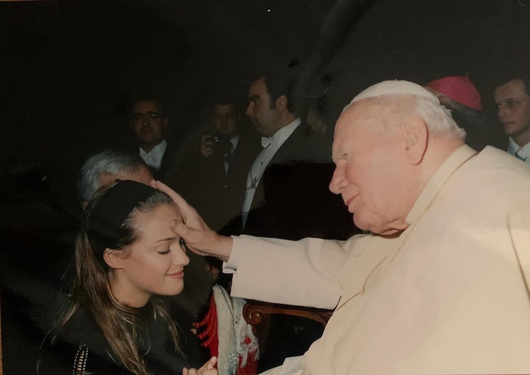 Alicja Bachleda-Curuś podczas spotkania z Janem Pawłem II