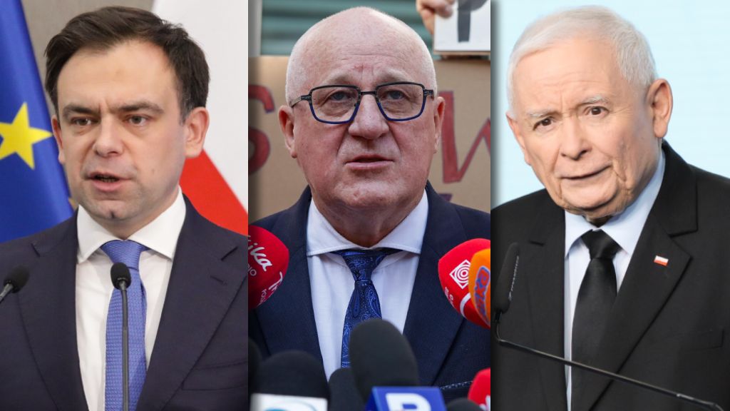 Andrzej Domański, Sylwester Marciniak i Jarosław Kaczyński 