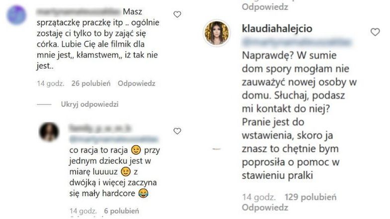 Obserwatorka kąśliwie komentuje post Halejcio