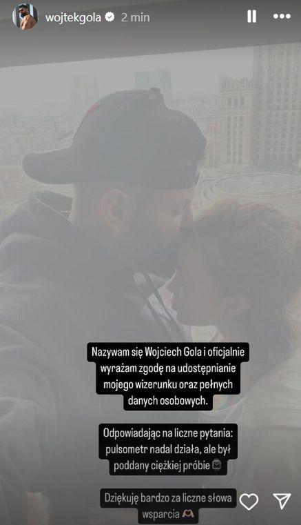 Oświadczenie Wojciecha Goli na Instagramie