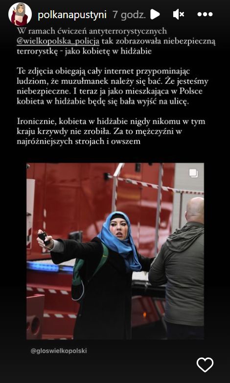 Lena Khalid, polska muzułmanka, skomentowała ćwiczenia policji