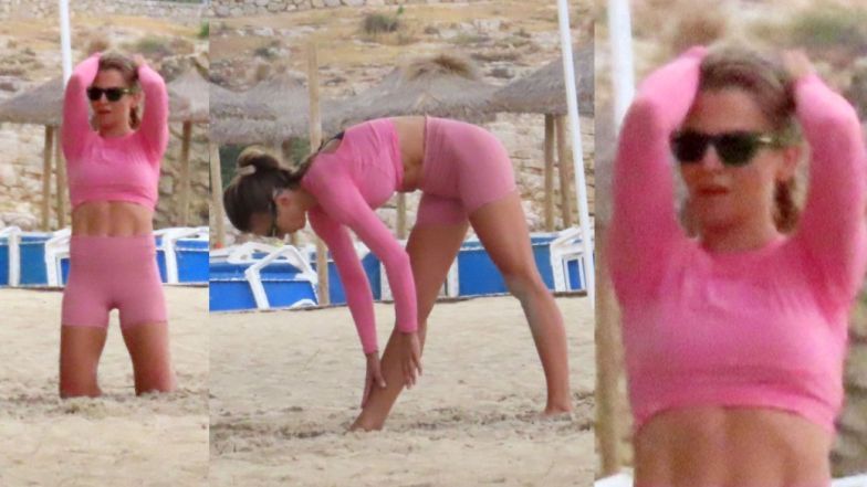 Anna Lewandowska pręży się na piasku Majorki